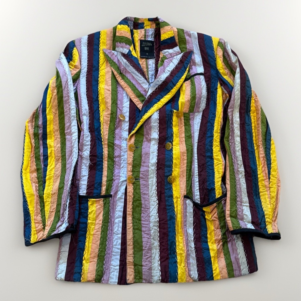 Vintage Jean Paul Gaultier Striped Blazer Jacket Mens 50 Multicolor Designer 90s